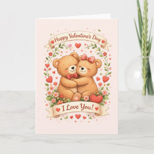 Carte Illustration de nounours mignons pour la Saint-Val