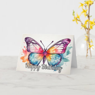 Carte Illustration de papillon rétro Joyeux anniversaire