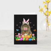 Carte Illustration de Pâques de chat Maine Coon lapin (Fleur jaune)