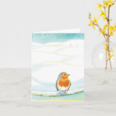 Carte Illustration de paysage hivernal blanc avec rouge- (Fleur jaune)