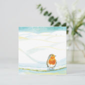 Carte Illustration de paysage hivernal blanc avec rouge- (Debout devant)