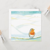 Carte Illustration de paysage hivernal blanc avec rouge- (Devant/Arrière en situation)