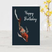 Carte Illustration de poisson koi aquarelle (Fleur jaune)