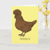 Carte Illustration de poulet à la polis chamois (Fleur jaune)