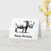 Carte Illustration de rhinocéros vintage, animal (Fleur jaune)