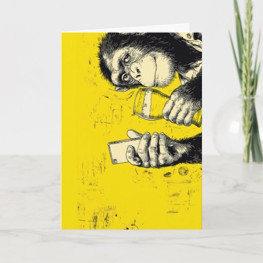 Carte Illustration de singe drôle prenant un selfie – Ch (Devant)