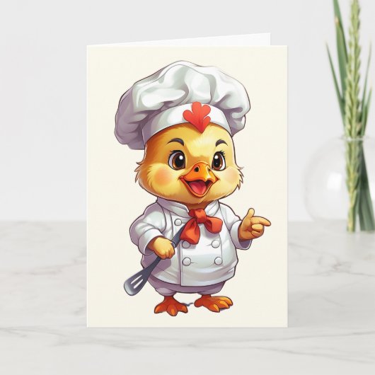 Carte Illustration de spatule de bébé poulet chef Vide  (Devant)