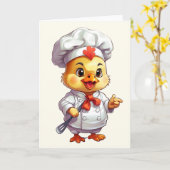 Carte Illustration de spatule de bébé poulet chef Vide  (Fleur jaune)
