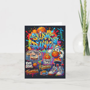 Carte Illustration de style graffiti de basket-ball cool