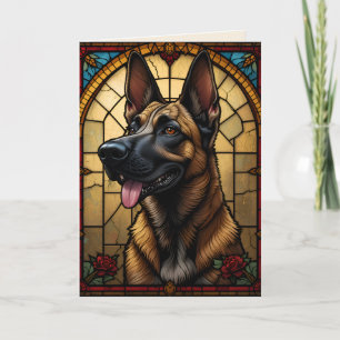 Carte Illustration de style vitrail du Malinois belge