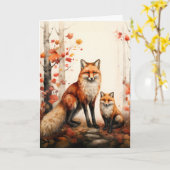 Carte Illustration de Thanksgiving Red Fox (Fleur jaune)