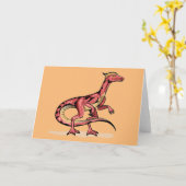 Carte Illustration De Velociraptor. (Fleur jaune)
