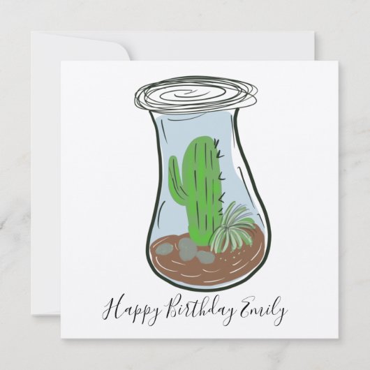 Carte Illustration de verdure dans un pot de cactus (Devant)