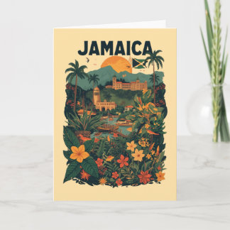 Carte Illustration de voyage à la Jamaïque de style vint