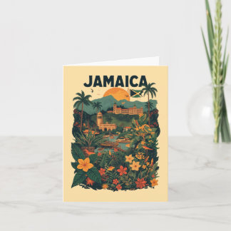Carte Illustration de voyage à la Jamaïque de style vint