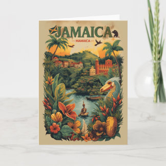 Carte Illustration de voyage à la Jamaïque de style vint