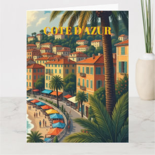 Carte Illustration de voyage de style vintage Cote D'Azu