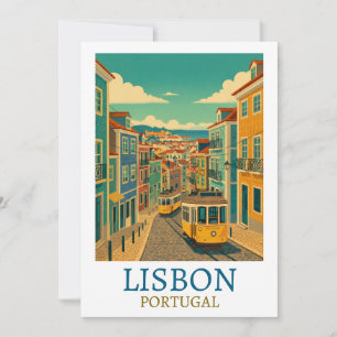 Carte Illustration de voyage vintage personnalisée Lisbo