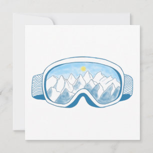 Carte Illustration des lunettes de ski de montagne