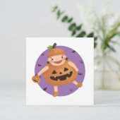 Carte Illustration d'Halloween : Fille Citrouille (Debout devant)