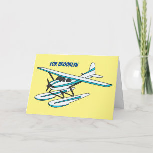 Carte Illustration d'hydravion bleu blanc