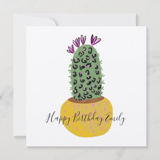 Carte Illustration d'impression animale de cactus  (Devant)