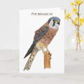 Carte Illustration d'oiseau américain Kestrel (Fleur jaune)