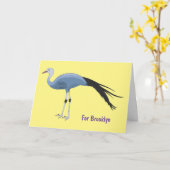Carte Illustration d'oiseau de grue bleue (Fleur jaune)