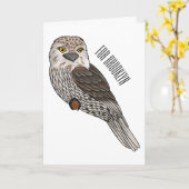 Carte Illustration d'oiseau de Tawny frogmouth (Fleur jaune)