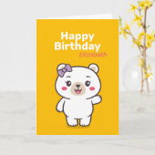 Carte Illustration d'ours en peluche (Fleur jaune)