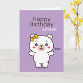 Carte Illustration d'ours en peluche (Fleur jaune)