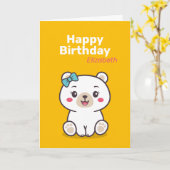 Carte Illustration d'ours en peluche (Fleur jaune)