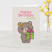 Carte Illustration d'ours en peluche (Fleur jaune)
