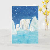 Carte Illustration d'ours polaires (Fleur jaune)