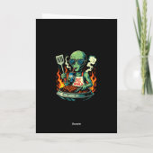 Carte Illustration drôle d'alien faisant un barbecue Sci (Dos)