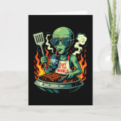 Carte Illustration drôle d'alien faisant un barbecue Sci (Devant)