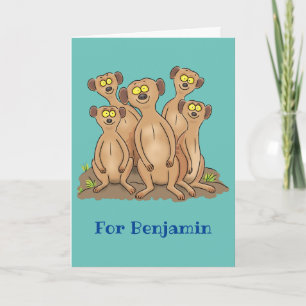 Carte Illustration drôle de la famille meerkat