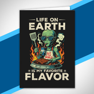 Carte Illustration drôle d'un barbecue extraterrestre Ré