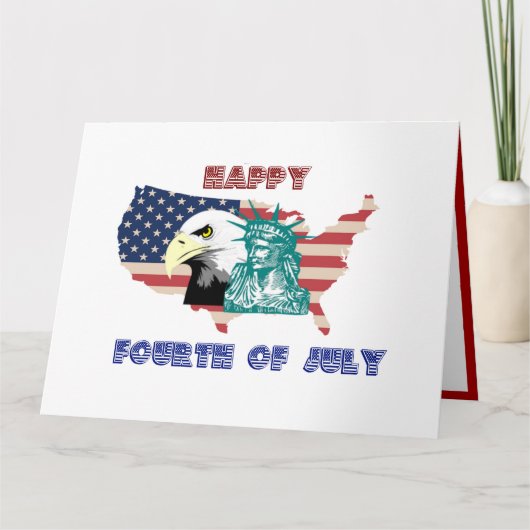 Carte Illustration du 4 juillet de l'aigle de la liberté (Devant)