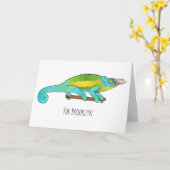 Carte Illustration du caméléon de Jackson (Fleur jaune)