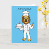 Carte Illustration du chef mignon lion (Fleur jaune)