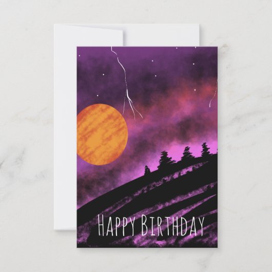 Carte Illustration du ciel de tempête Anniversaire viole (Devant)
