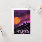 Carte Illustration du ciel de tempête Anniversaire viole (Devant/Arrière en situation)