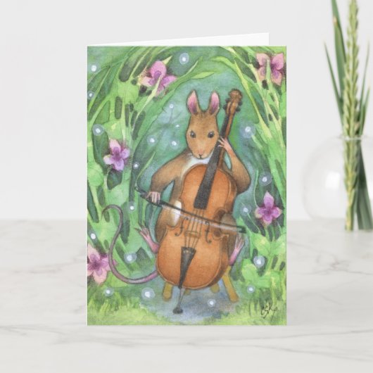 Carte Illustration du musicien Mouse Cello Cute (Devant)