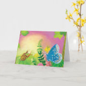 Carte Illustration du papillon bleu de Chapman & fourmi  (Fleur jaune)