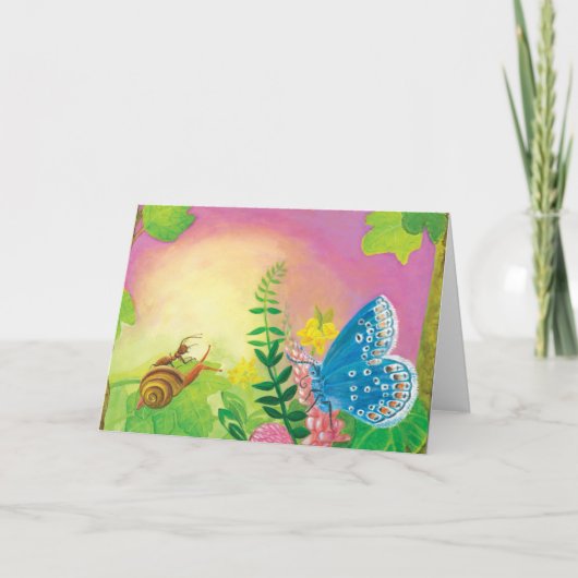 Carte Illustration du papillon bleu de Chapman & fourmi  (Devant)