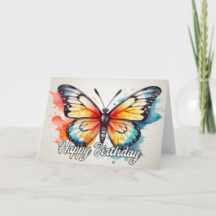 Carte Illustration du papillon d'été Joyeux anniversaire