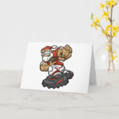 Carte Illustration du Père Noël jouant au football (Fleur jaune)