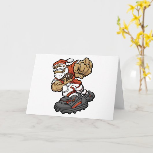 Carte Illustration du Père Noël jouant au football améri (Fleur jaune)
