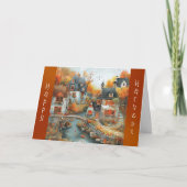 Carte Illustration du pont du village d'automne Thanksgi (Devant)